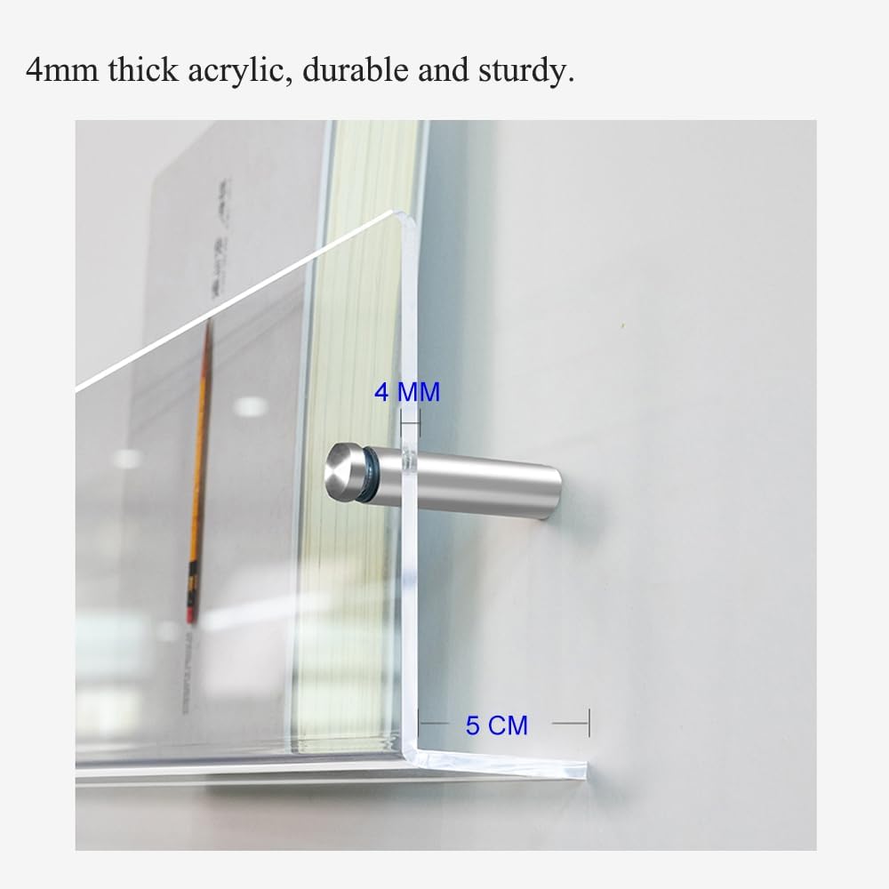 DuvinDD 2 Pack Acrylic Magazine Holder Wall Mount Floating Rack