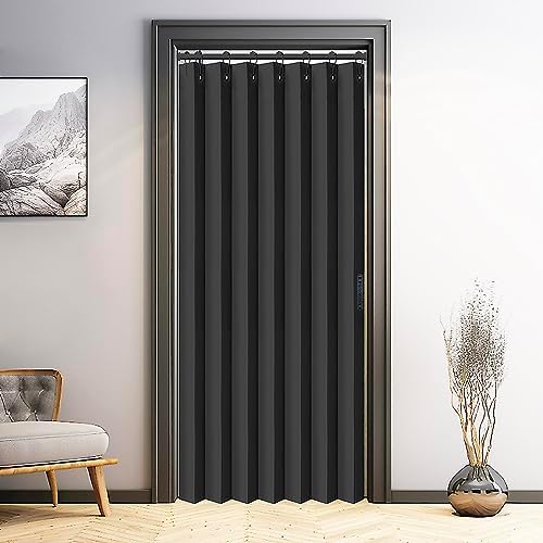 Vatge Black Folding Door Curtain 1 Panel with Tieback