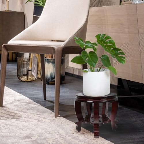 Hemoton 8 Inch Wooden Planter Stand for Home Decor