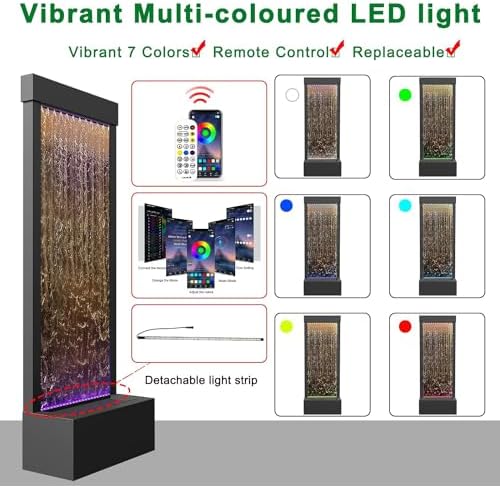 Longrun Indoor Water Fountain with LED Light and Mirror Backdrop