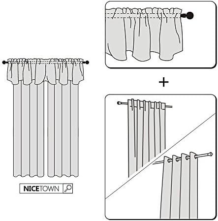 NICETOWN Valance 52x18 Scalloped Rod Pocket Black 1-Pack