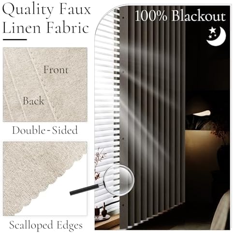 Blackout Faux Linen Door Curtain 80 Inch Accordion Style