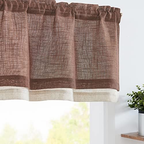 Jinchan Double Layer Linen Valance for Farmhouse Windows