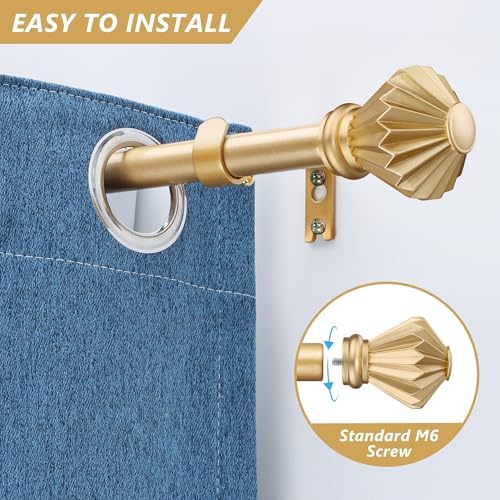 Gold Curtain Rods 48-84 Inch Adjustable Single Rods