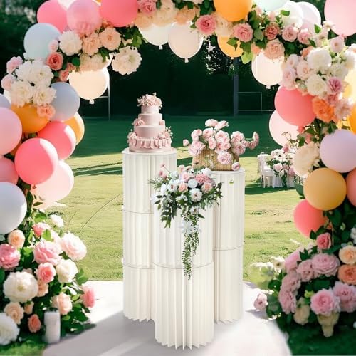 Dyna-Living 7PCS Foldable Cylinder Pedestal Stand Set