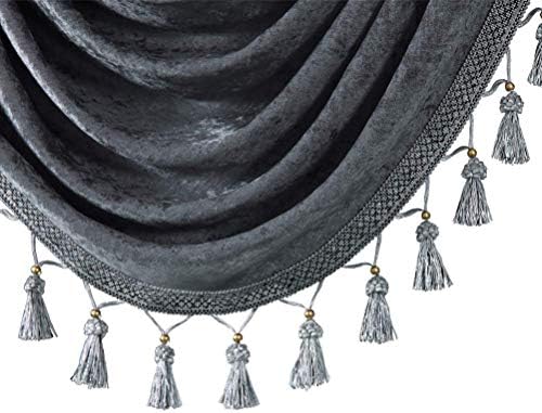ELKCA Grey Chenille Valance for Living Room and Kitchen