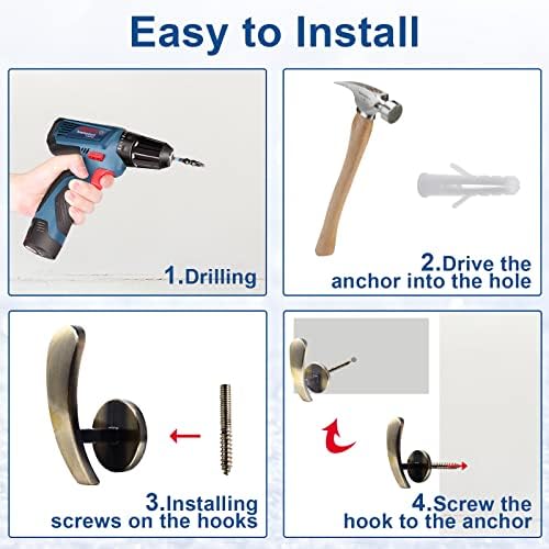 4 Pack Bronze Curtain Tieback Hooks with Screws