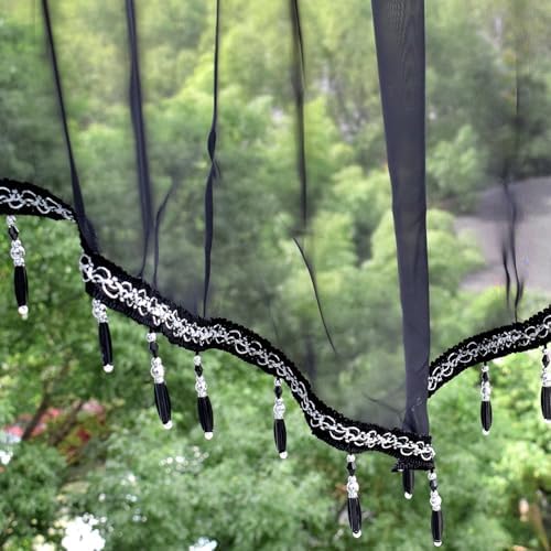 Lace Valance Swag Curtain 51 Inch Black Rod Pocket
