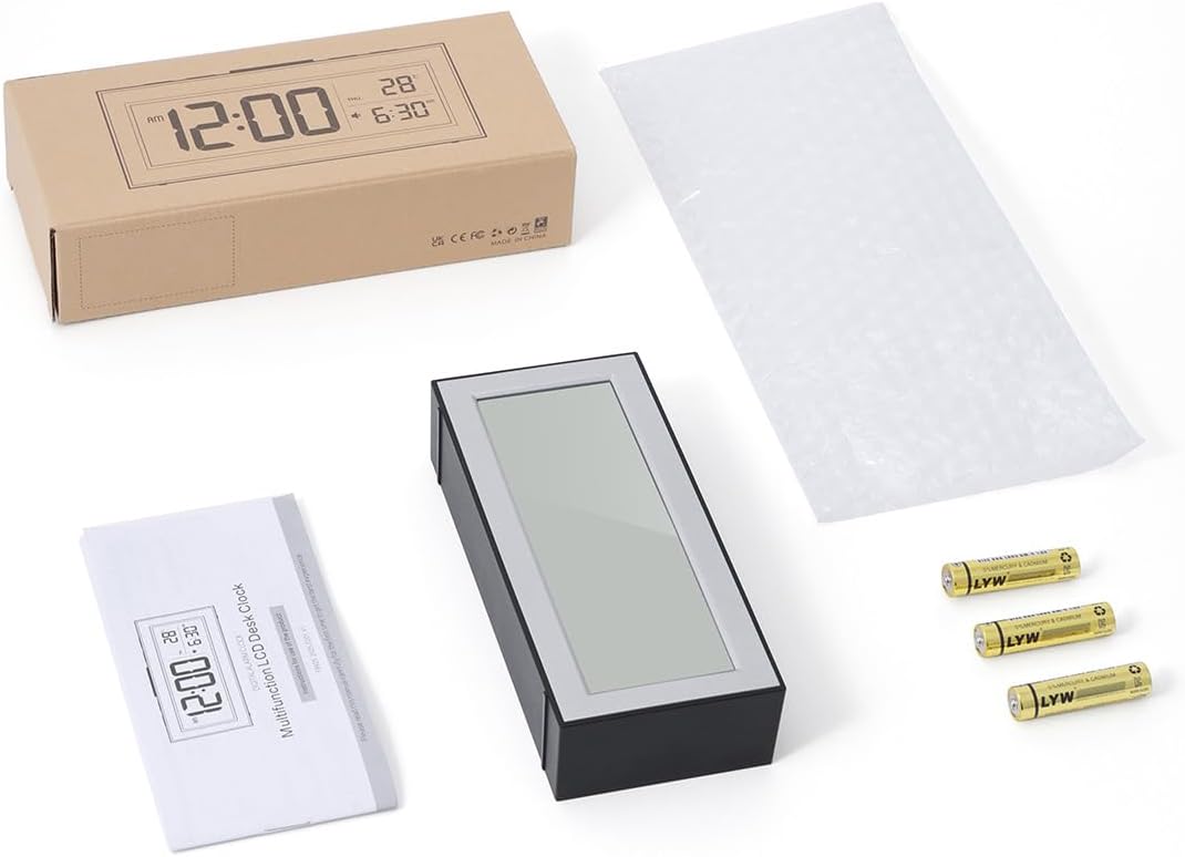 OQIMAX Battery Powered Alarm Clock with LCD Display