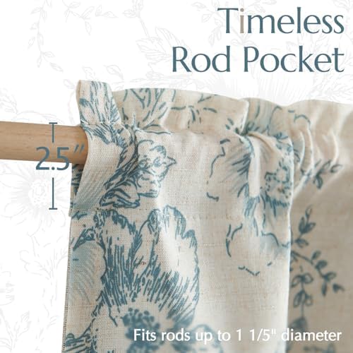 Jinchan Linen Floral Valance Double Layer 16 Inch