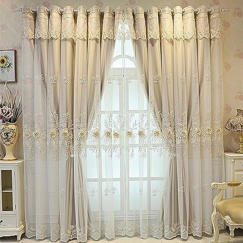 Amidoudou 1 Pair Luxury Curtains with Valance Light Brown 51x90 Inch