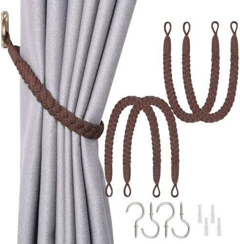 NICEEC 4 Pack Natural Cotton Rope Curtain Tiebacks