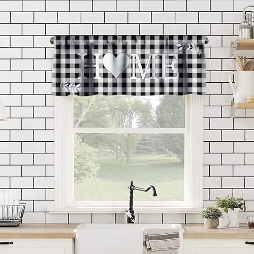 JESTRONRY Buffalo Plaid Valance Curtain 54x18in