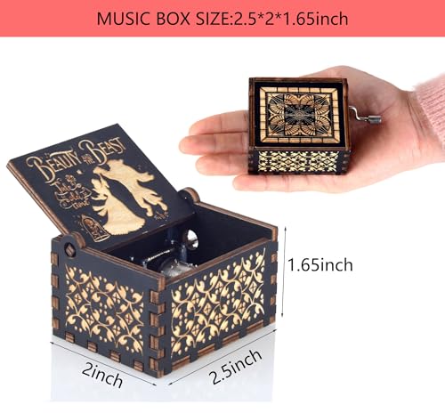 Beauty Music Box Beast Wooden Hand Crank Musical Box Gift for Her