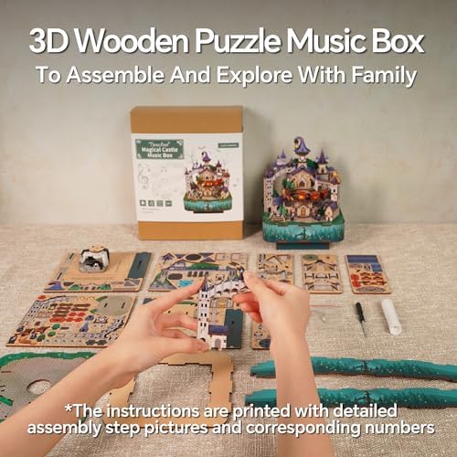 Tonecheer Wooden Music Box Puzzle Castle DIY Kit