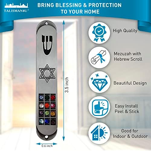 TALISMAN4U Pewter Mezuzah with Scroll for Door