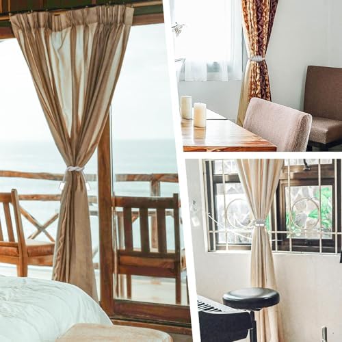 NICEEC 4 Pack Magnetic Curtain Tiebacks White Modern Style