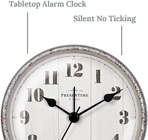 Presentime Co 4 Inch Farmhouse Alarm Mantel Clock