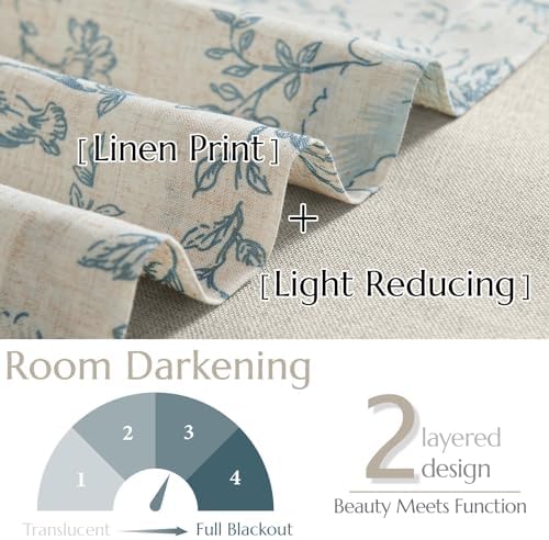 Jinchan Linen Floral Valance Double Layer 16 Inch