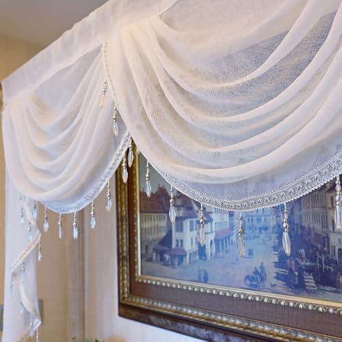 Simple Style White Sheer Curtain Valance for Living Room
