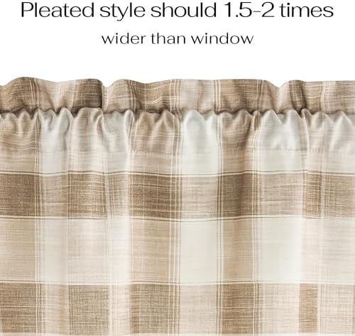 NICETOWN Buffalo Plaid Valance for Kitchen 42x18 Inch