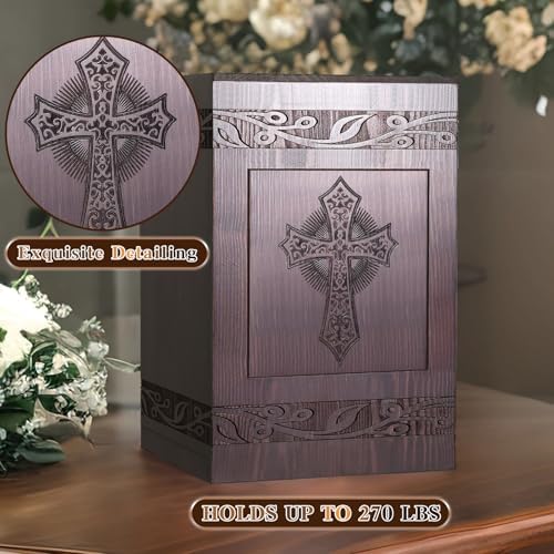 Handcrafted Cremation Urn with Carved Cross
