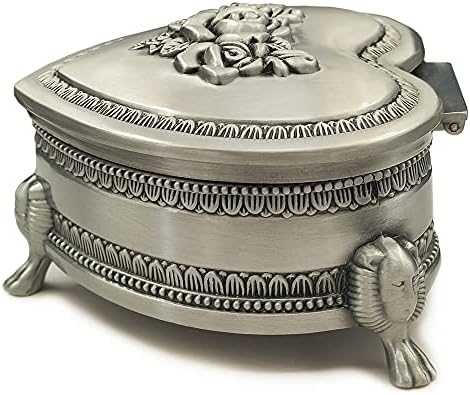 Emboss Alloy Metal Music Box With Golden Movement