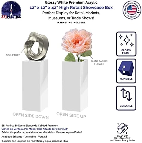 White Acrylic Display Cube Pedestal 12x12x42 Inch