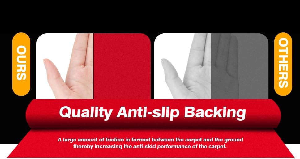 3x10 ft Heavy Duty Red Carpet Runner with Non Slip Rubber Backing