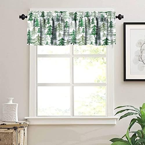 Green Forest Tree Valance Curtain Pine Coniferous Design 54x18in