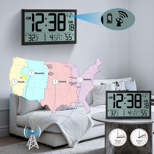 SZELAM Atomic Wall Clock with Digital Calendar and Indoor Climate Display
