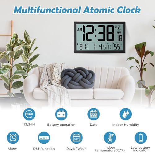SZELAM Atomic Wall Clock with Digital Calendar and Indoor Climate Display