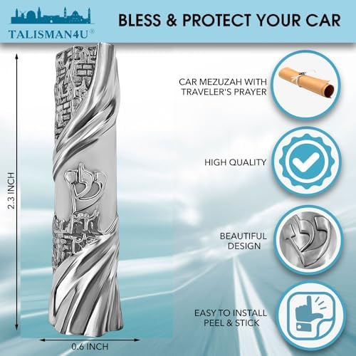 Talisman4u Protection Car Mezuzah with Travelers Prayer Scroll