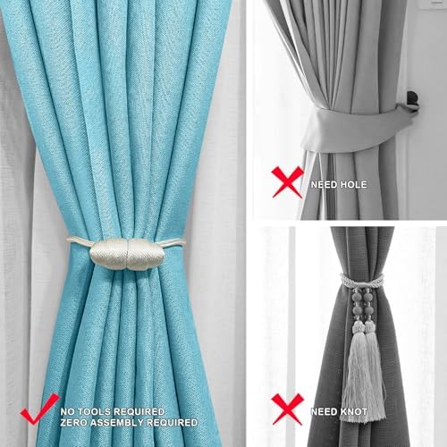 Tifanso White Magnetic Curtain Tiebacks 4pcs