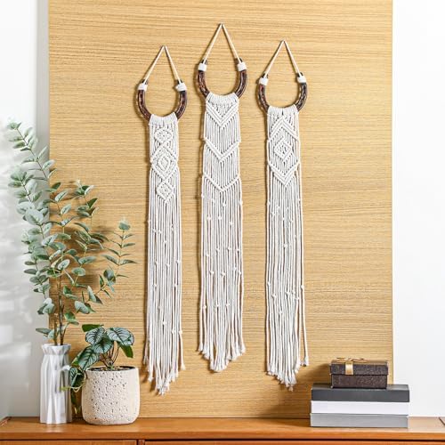 Wonderjune 3 Pcs Equestrian Macrame Wall Hanging