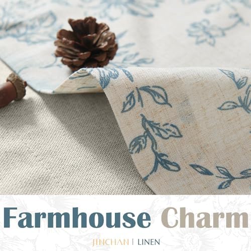 Jinchan Linen Floral Valance Double Layer 16 Inch