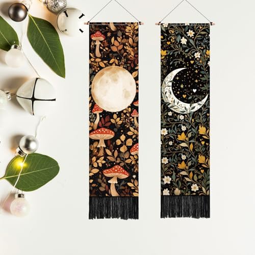 PLIGREAT 2 Pack Floral Wall Tapestries with Tassels