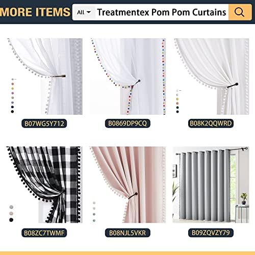 Treatmentex Pompom Blackout Curtains 52x84 Energy Efficient Thermal Panels