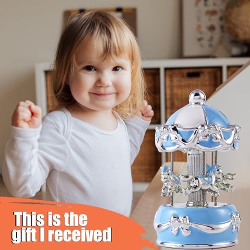 Blue Butterfly Ceramic Musical Carousel Gift