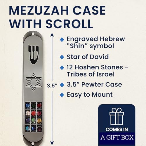 TALISMAN4U Pewter Mezuzah with Scroll for Door