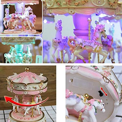 3-Horse Carousel Music Box with LED Lights