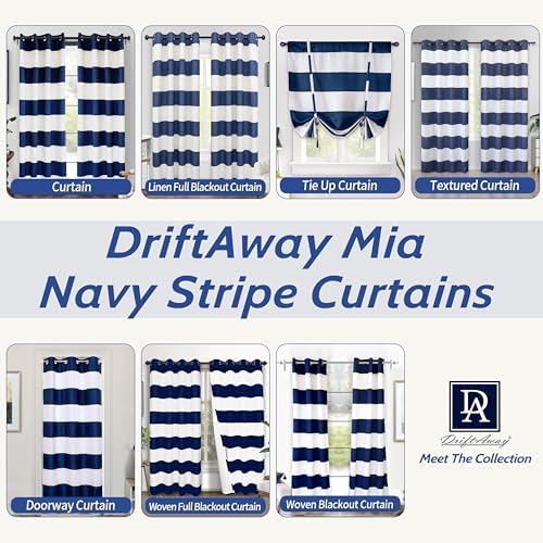 DriftAway Navy Stripe Room Darkening Curtains 2 Panels