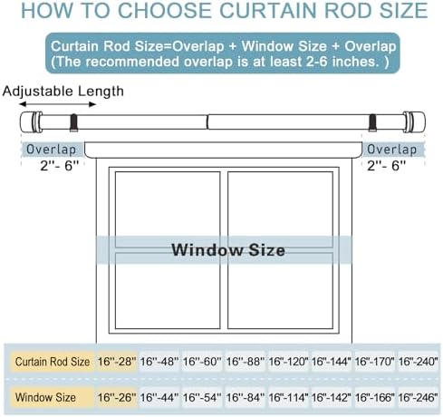 Byondeth Adjustable Curtain Rod 16-28 Inches 1 Inch Diameter Aluminum Finials