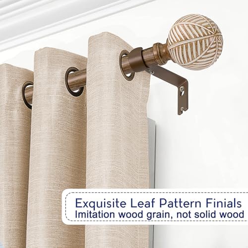 Adjustable Wood Curtain Rods 72-144 Inch 2 Pack Heavy Duty