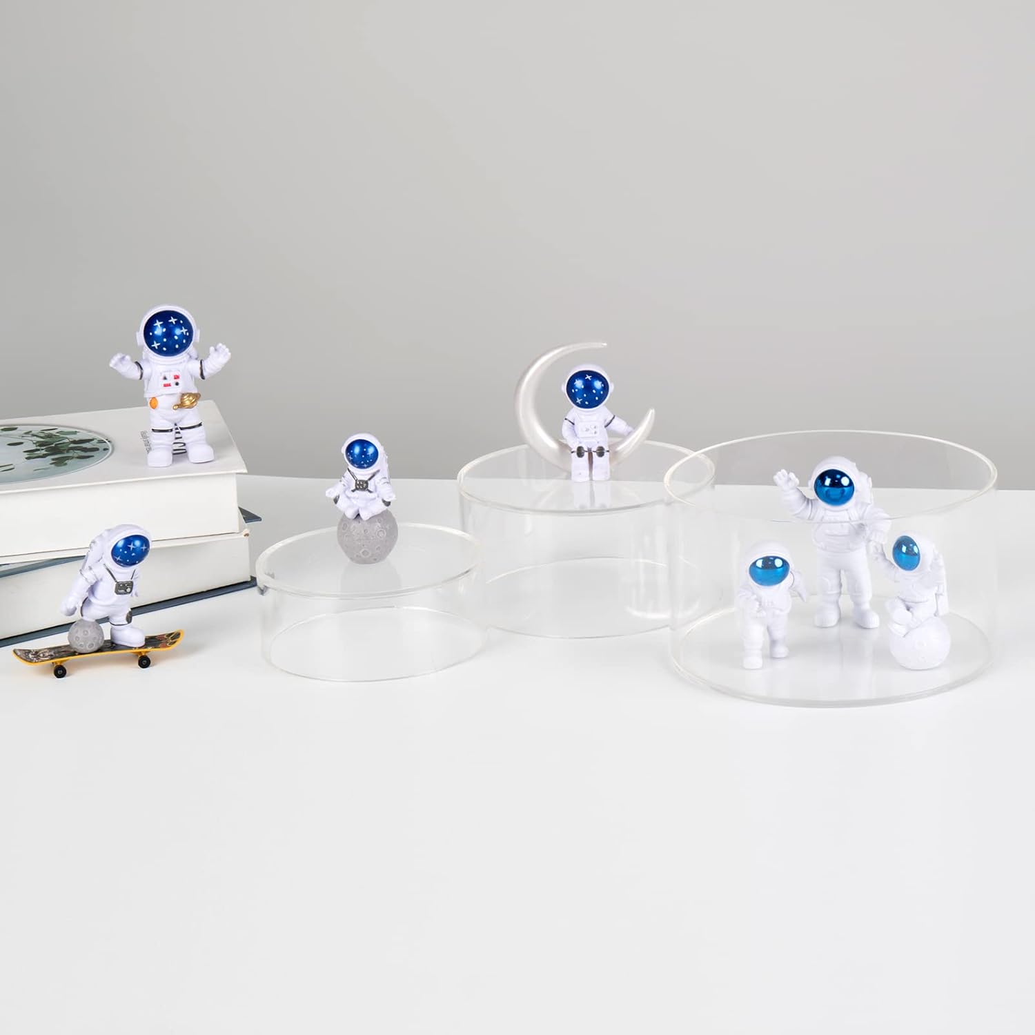 Clear Acrylic Round Display Riser Stands with Hollow Base