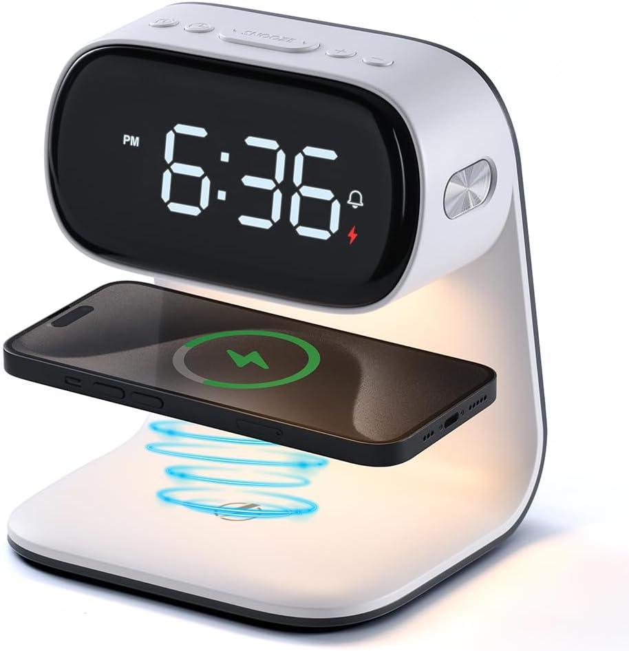 WILIT Alarm Clock with Wireless Charging and Night Light