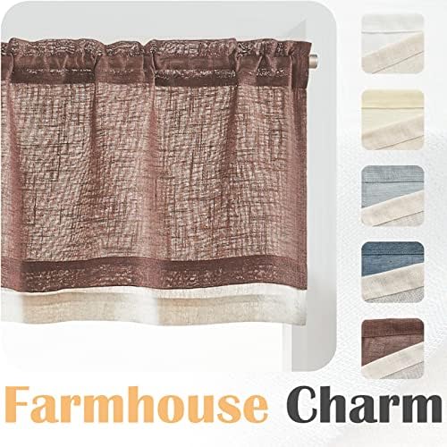 Jinchan Double Layer Linen Valance for Farmhouse Windows
