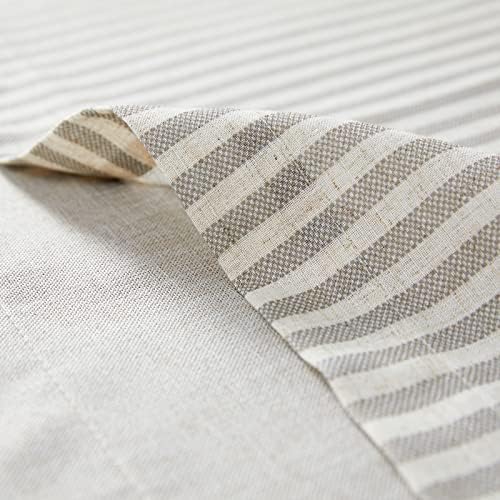 Vangao Farmhouse Valance Linen Blend Stripe Curtain 50x18