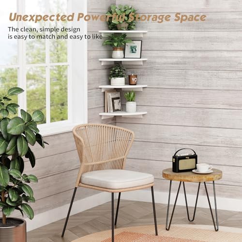 Forbena Floating Corner Shelves Set of 4 White Wood