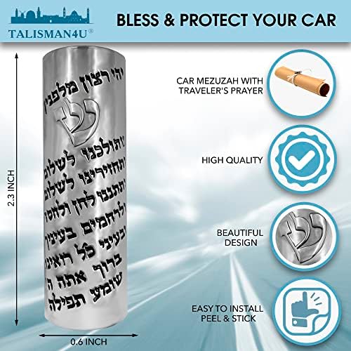 Talisman4u Protection Car Mezuzah with Hebrew Travelers Prayer Scroll